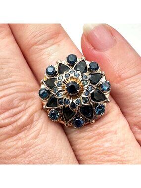 Antique Vintage 13k Fine Gold Harem Ring Blue Sapphire 6.6 Grams Size 8